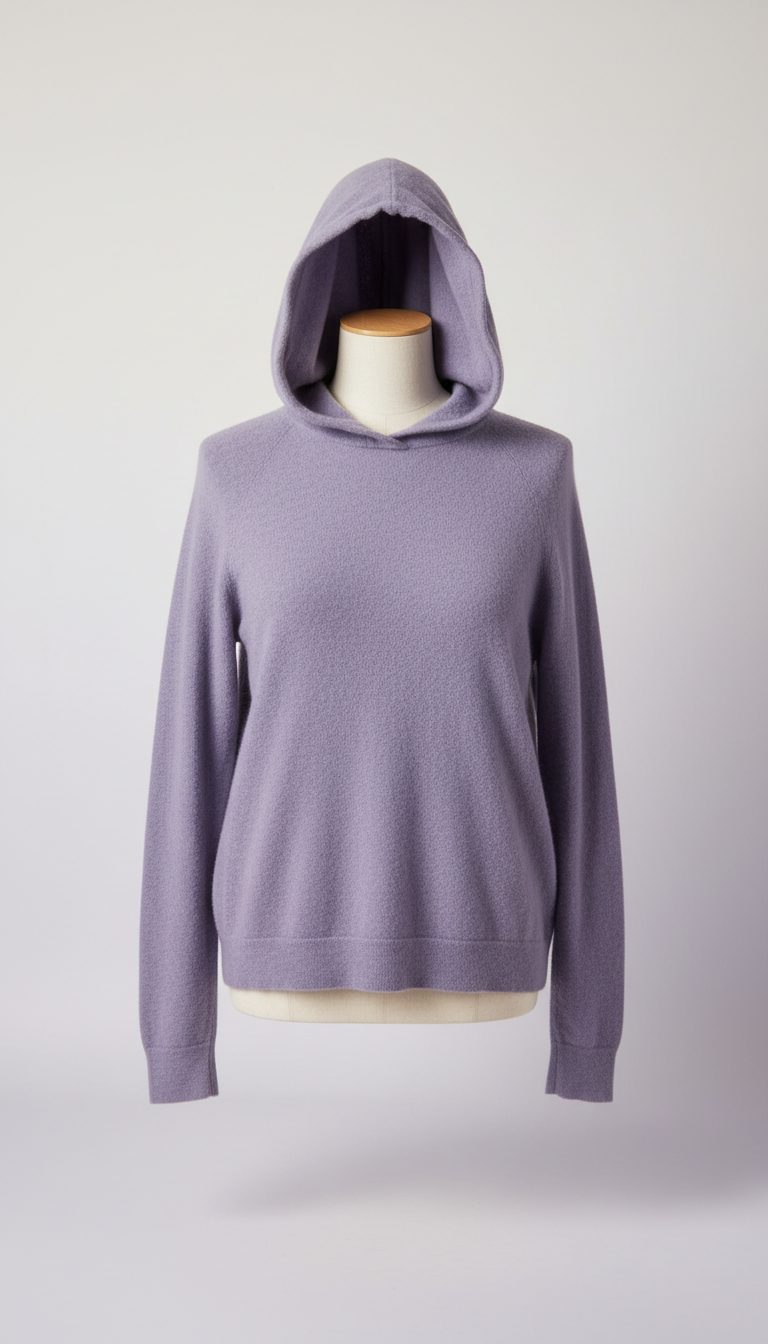 Oversized Cashmere Hoodie with Ribbed Cuffs