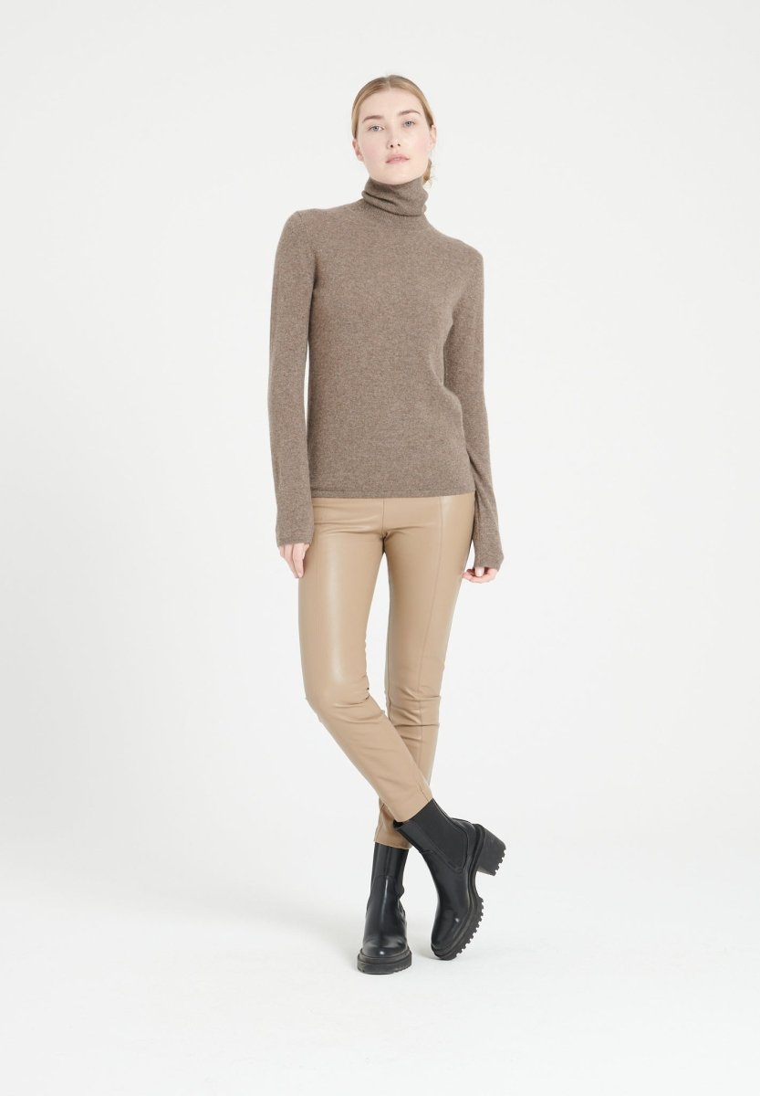 Pull col roulé femme en cachemire taupe - LILLY 3
