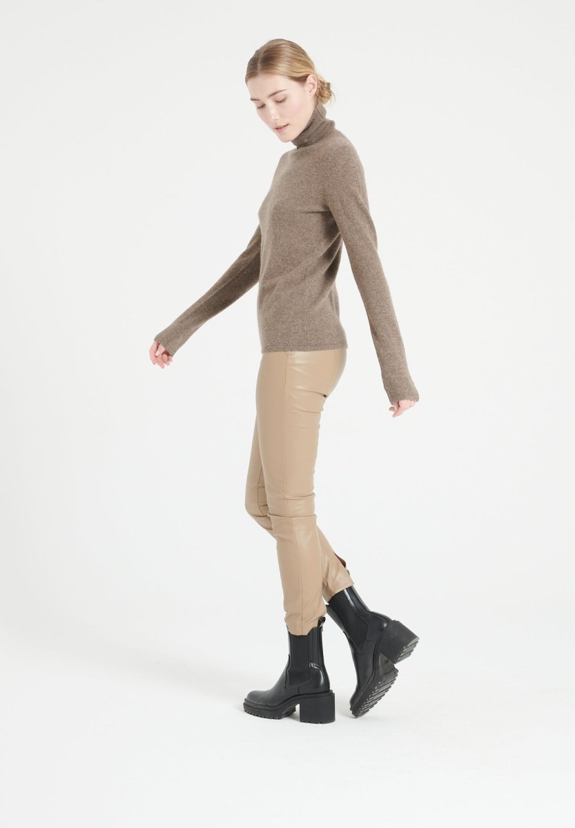 Pull col roulé femme en cachemire taupe - LILLY 3
