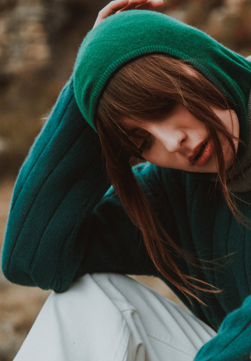Cagoule unisex en cachemire vert émeraude - UNI 9
